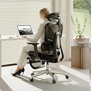 FLEXISPOT ErgoX Premium Ergonomic Office Chair Black-FT | Adjustable Armrests, Dynamic Lumbar Support, Recline &amp; Tilt Function, Mesh with Footrest, Home &amp; Office Use