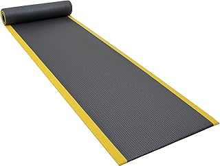 Guardian 24031202BY Air Step Anti-Fatigue Floor Mat, Vinyl, 3'x12', Black with Yellow Stripes, Reduces Fatigue and discomfort, Can be Easily Cut to fit Any Space