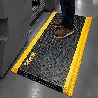 ARCTICSEA Anti Fatigue Mats Industrial 3 x 5 FT 15/16 Inch Extra Thick Standing Mat for Warehouse Workstation and Garage Black and Yellow